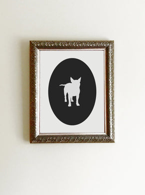 black and white boston terrier cameo art print in frame
