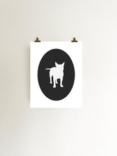 Load image into Gallery viewer, black and white boston terrier art print hanging with clips
