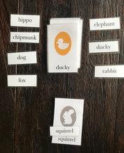 Load image into Gallery viewer, ducky squirrel cameo flash card matching game
