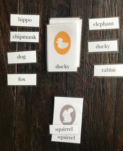 ducky squirrel cameo flash card matching game